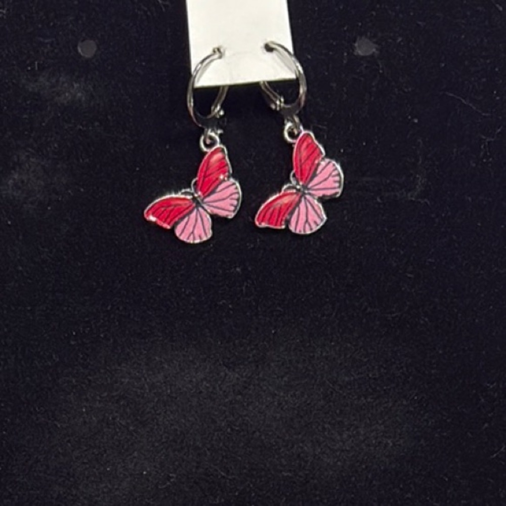Pink Butterfly Dangle Earrings - Women Jewelry